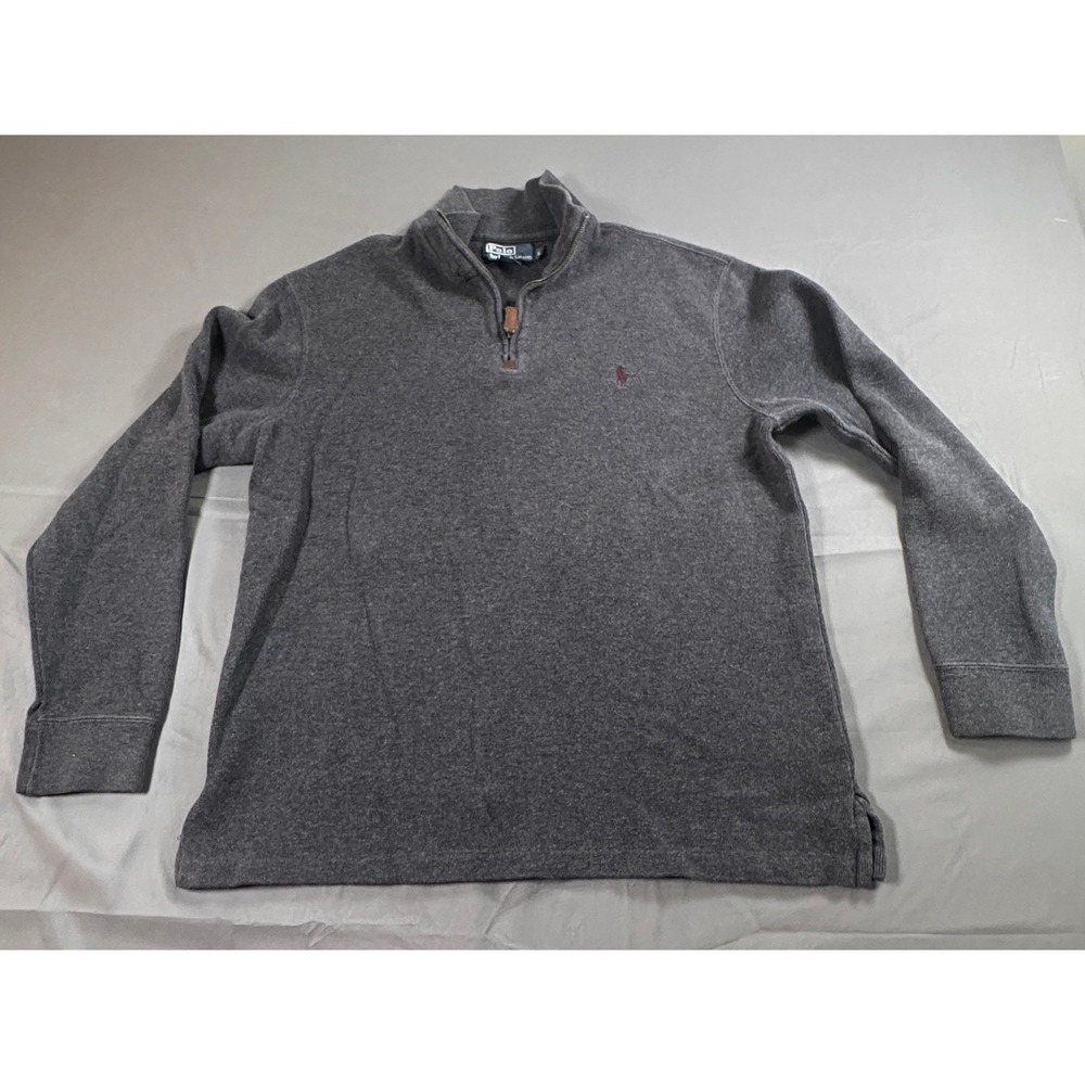 Polo Ralph Lauren Mens Quarter Zip Pullover Sweater Gray Cotton Size L